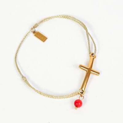 18k Lurex cord bracelet Cross Gold