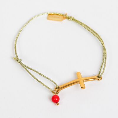 Green Cross 18k Lurex cord bracelet