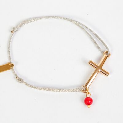 Silver Cross 18k Lurex cord bracelet