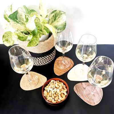 PEBBLE Wood coasters - set of 4