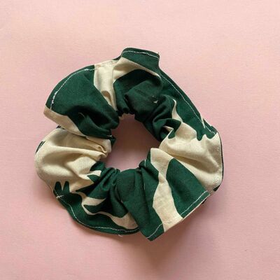 Leafy Handprinted Scrunchie , Green Banana Leaf