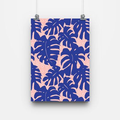 A5 Blue Monstera Digital Print