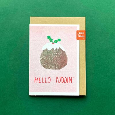 Hello Puddin Christmas Card