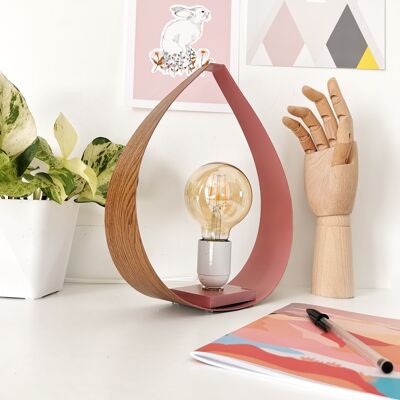 Lampe SMALL DROP Eiche und Altrosa - Klein