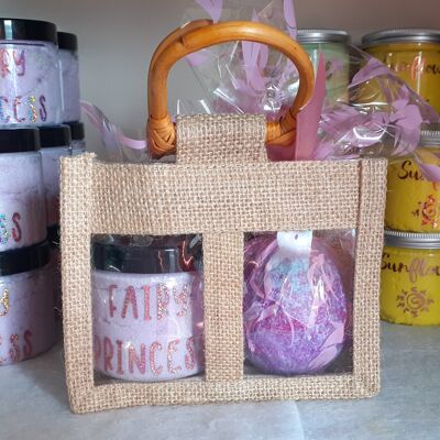 Jute Gift bags - Fairy Princess Scrub & Snow Pixie Bomb