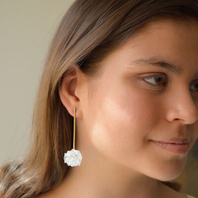 Farblose gehäkelte Ohrringe aus Muranoglas