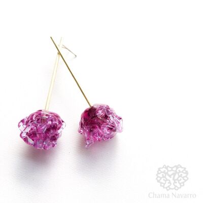Pendientes Crochet con Cristal de Murano rosa