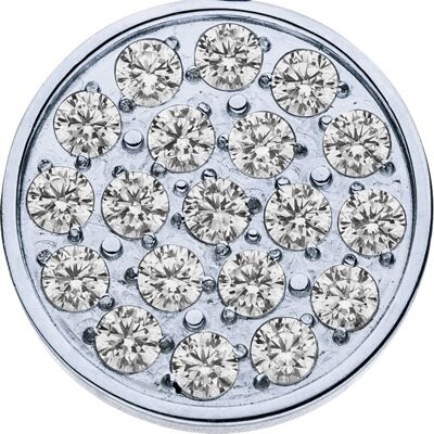 Glamor pendant round with set zirconia stones D=11.8mm made of stainless steel