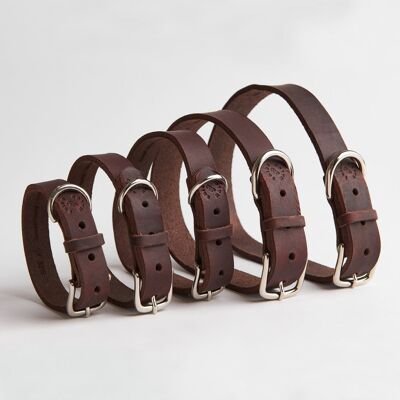 Hundhalsband Everyday - vegetabiliskt garvat läder, mörkbrunt , 7523063562470-7000-7