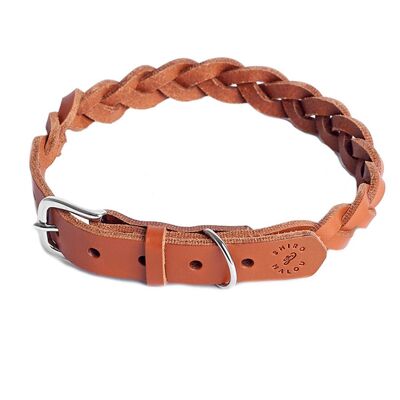 Hundhalsband Everyday flätat - läder konjak , 6721835991217-co-ed-braided-cognac-medium