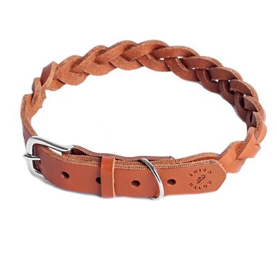 Hundhalsband Everyday flätat - läder konjak , 6721835991217-co-ed-braided-cognac-large