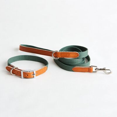 Hundhalsband canvas & läder - grönt , 6801990254769-collar_green_02