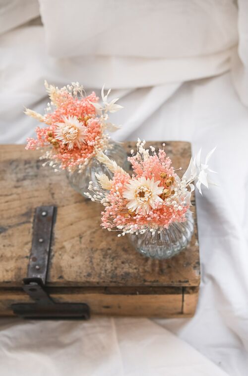Ensemble petit vase boule et son bouquet de fleurs séchées "Summer Feeling" n° 1