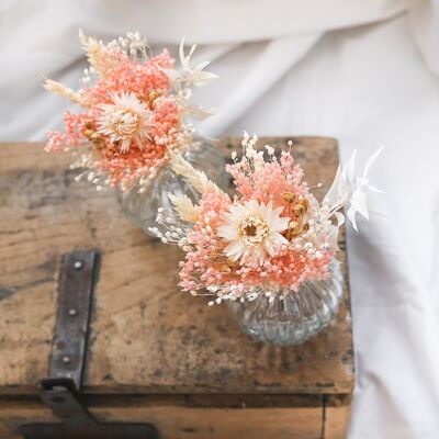 Set of small ball vase and its bouquet of dried flowers "Summer Feeling" n° 1