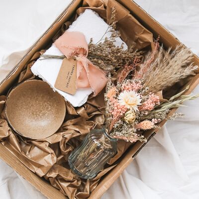 Caja regalo artesana "Caja sentimiento verano" - Cuenco, florero y papel craft