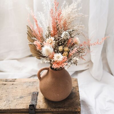 Bouquet of coral pink and ivory dried flowers "Summer Feeling" collection n° 3