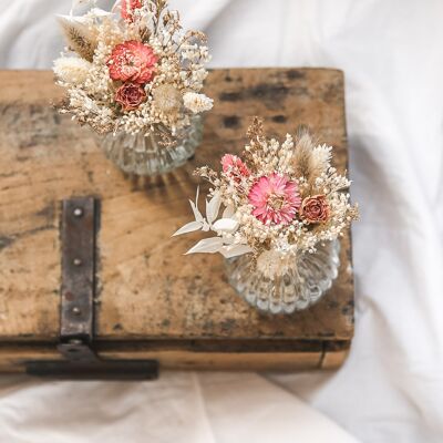 Set of small ball vase and its bouquet of dried flowers "Rural Spirit" n° 11.
