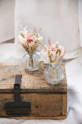 Ensemble petit vase boule et son bouquet de fleurs séchées "Esprit Champêtre" n° 11. 2