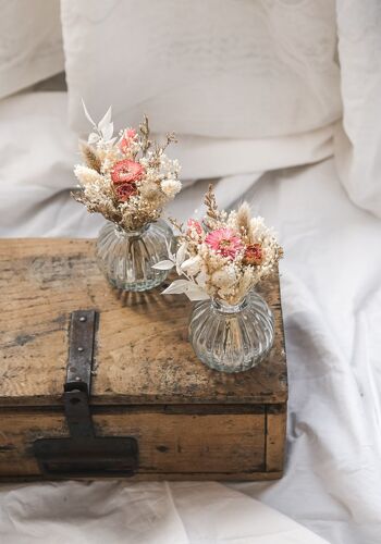 Ensemble petit vase boule et son bouquet de fleurs séchées "Esprit Champêtre" n° 11. 3