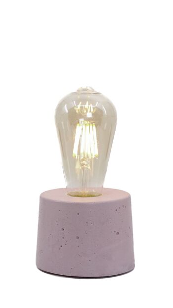 Lampe cylindre béton rose 2