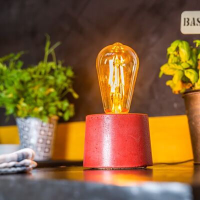 RED CONCRETE CYLINDER LAMP