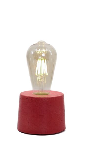 Lampe cylindre béton rouge 2