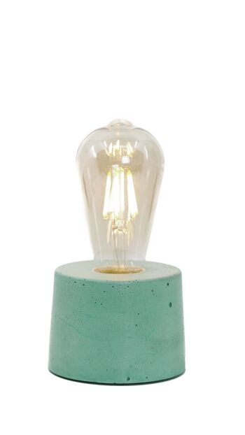 Lampe cylindre béton turquoise 2
