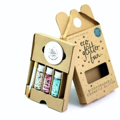 Eco Glitter Fun Sparkle 3pcs Blends 3 Boxed Kit - Aqua, Rosa & Tutti Frutti