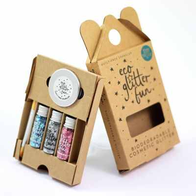 Eco Glitter Fun Sparkle 3 pezzi Miscele 2 Kit in scatola - Tritone, Argento e Rosa