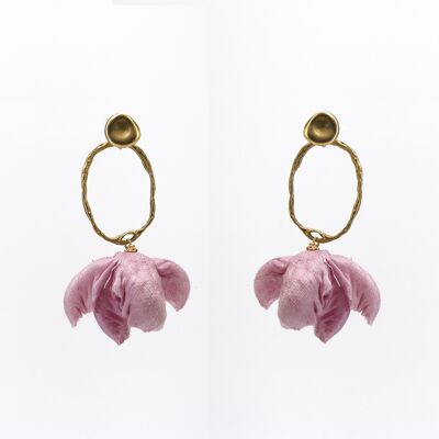 Boucles d'oreilles créoles ovales rose clair FLaroP6 Flourist