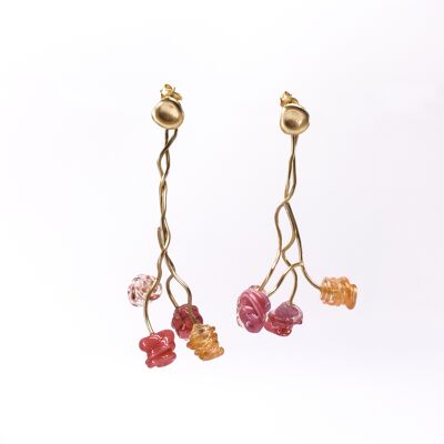 Pendientes Mundos M de cristal de Murano rosas