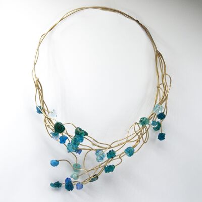 Collar Mundos con cristal de Murano azul