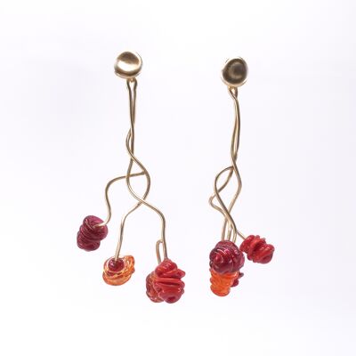 Boucles d'oreilles Mundos M en verre de Murano rouge