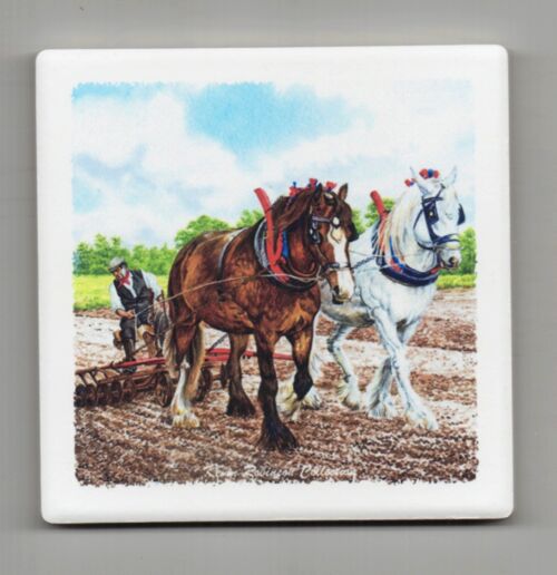 Ceramic Coaster, Heavy Horses