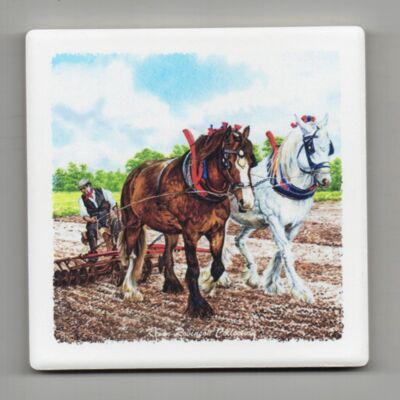 Ceramic Coaster, Heavy Horses
