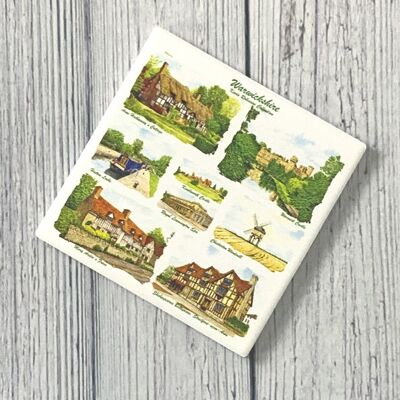 Ceramic Coaster Warwickshire Multi-Bild