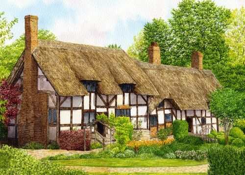 Card, Anne Hathaways cottage, Shakespeare country, Warwickshire.