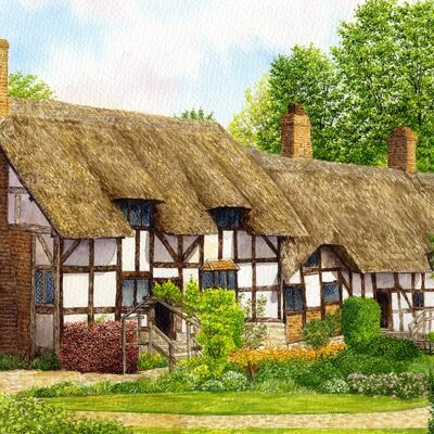 Carte, cottage d'Anne Hathaway, pays de Shakespeare, Warwickshire.