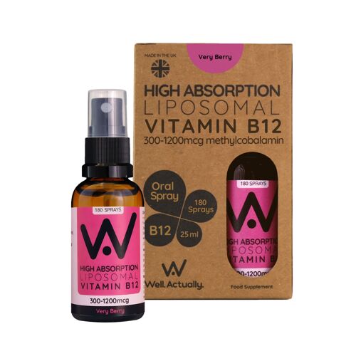 Liposomal Vitamin B12 Methycobalamin (300 - 1200mcg) Spray - Very Berry Flavour - 180 sprays