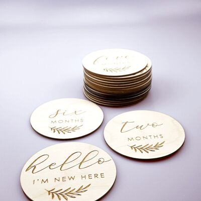 Wooden Milestone cards - English