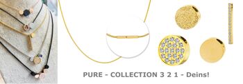 PURE - Pendentif rond avec oxyde de zirconium serti en acier inoxydable - or 2