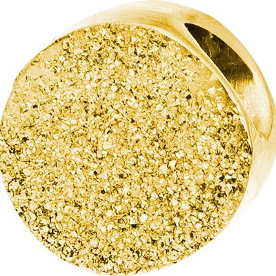 PURE - Ciondolo rotondo, 8 mm, rivestito di diamanti, in acciaio inossidabile - oro