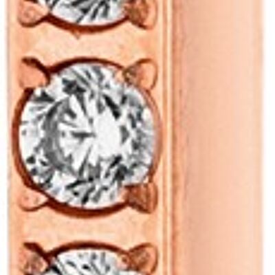PURE - Pendentif de 24,8 mm de long, poli avec oxydes de zirconium sertis en rang, en acier inoxydable - rose