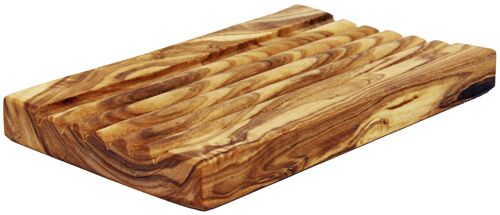 Olivenholz-Seifenablage geriffelt, eckig 13 x 9cm