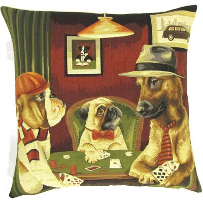 Funda de almohada decorativa perros jugando al poker