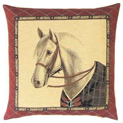 Funda de almohada decorativa manta de cabeza de caballo marrón