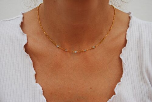 Sterling silver necklace with aquamarine.