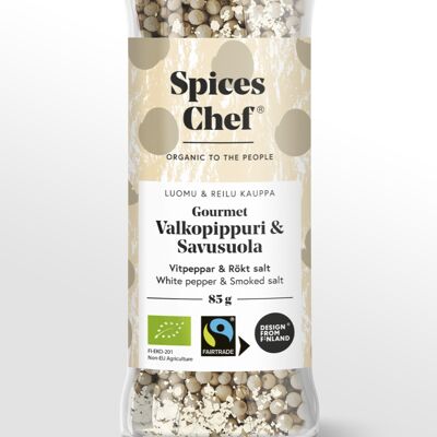 White Pepper & Smoked Salt Mill Organic, Fairtrade 85g
