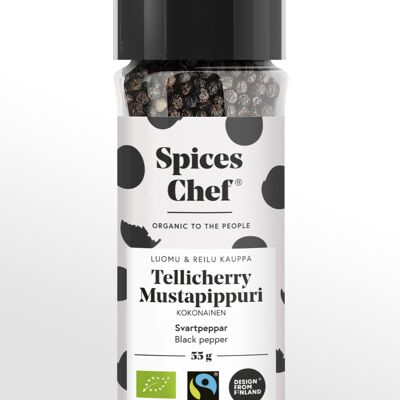 Tellicherry Black Pepper Mill Organic, Fairtrade 55g
