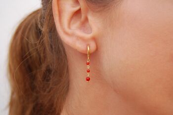 Boucles d'oreilles en argent sterling avec corail rouge. 1